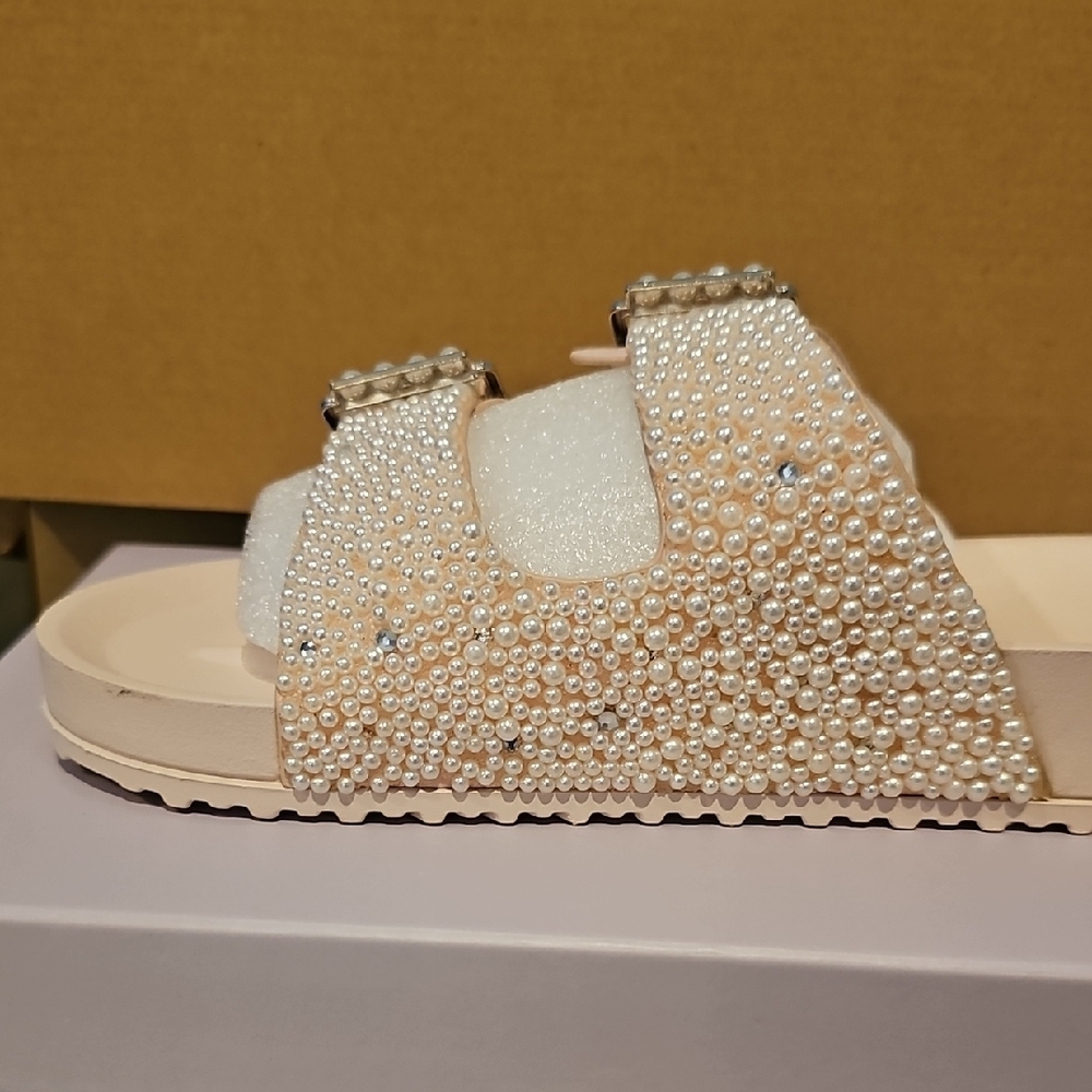 Madden Girl Pearl Embellished Sandals - Cream - Picture 2 of 3